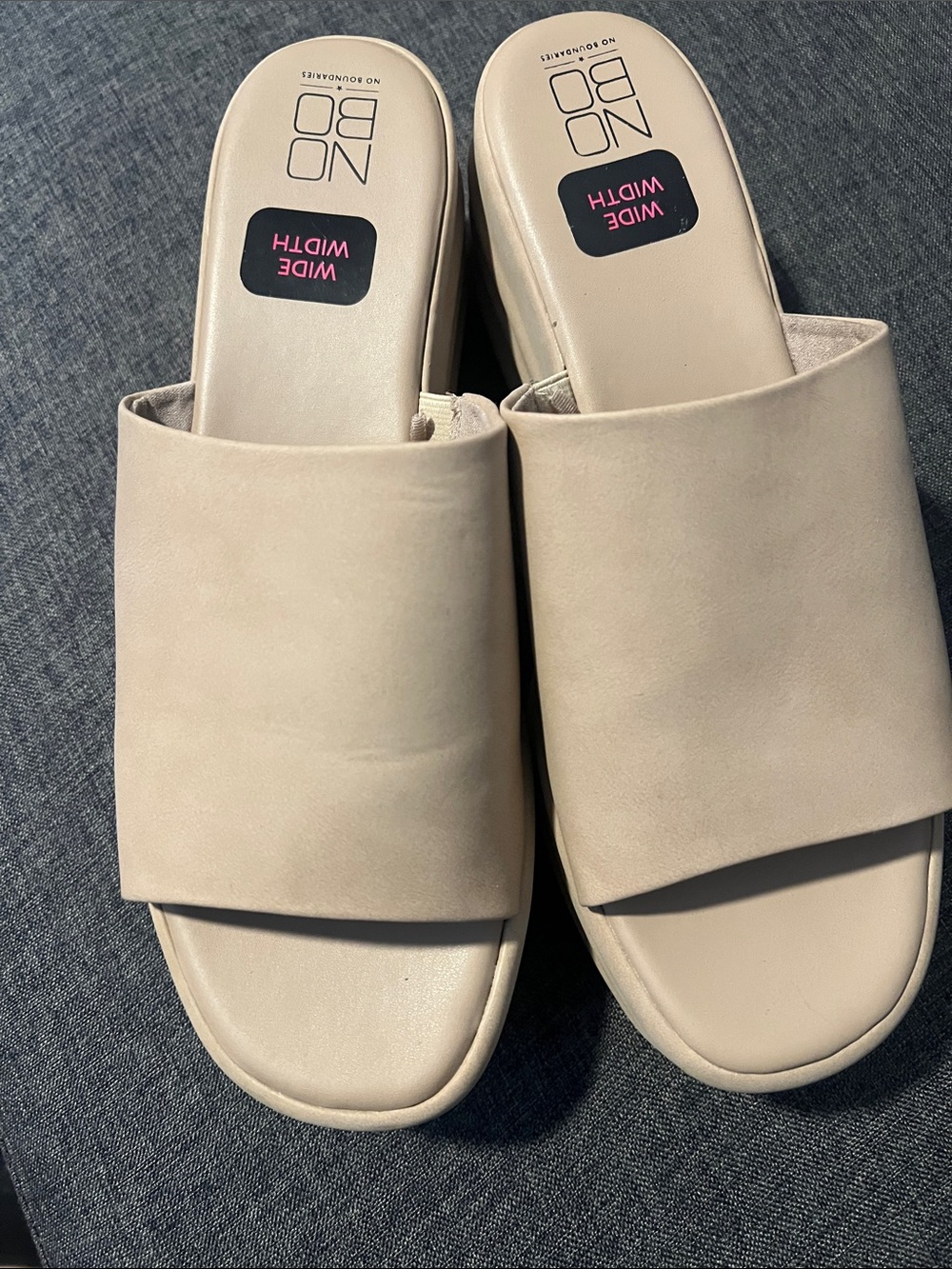 No Boundaries Beige Wide Slide Mules